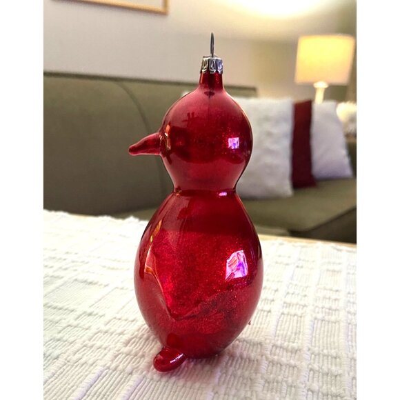 Hand Blown Red Glass Penguin Ornament Pier One - Picture 3 of 4